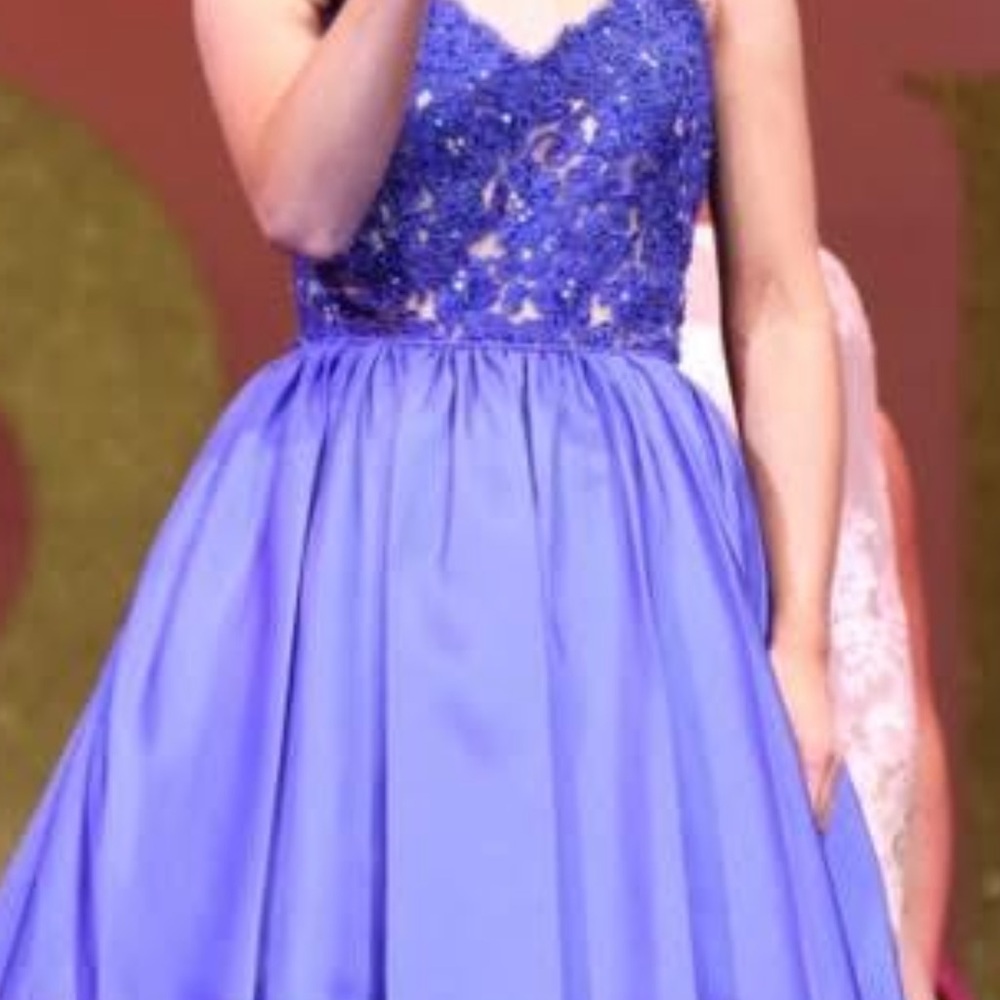 Sherri Hill Royal Blue Lace Prom Dress